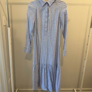 H&M Light Blue Patterned Long Sleeve Dress